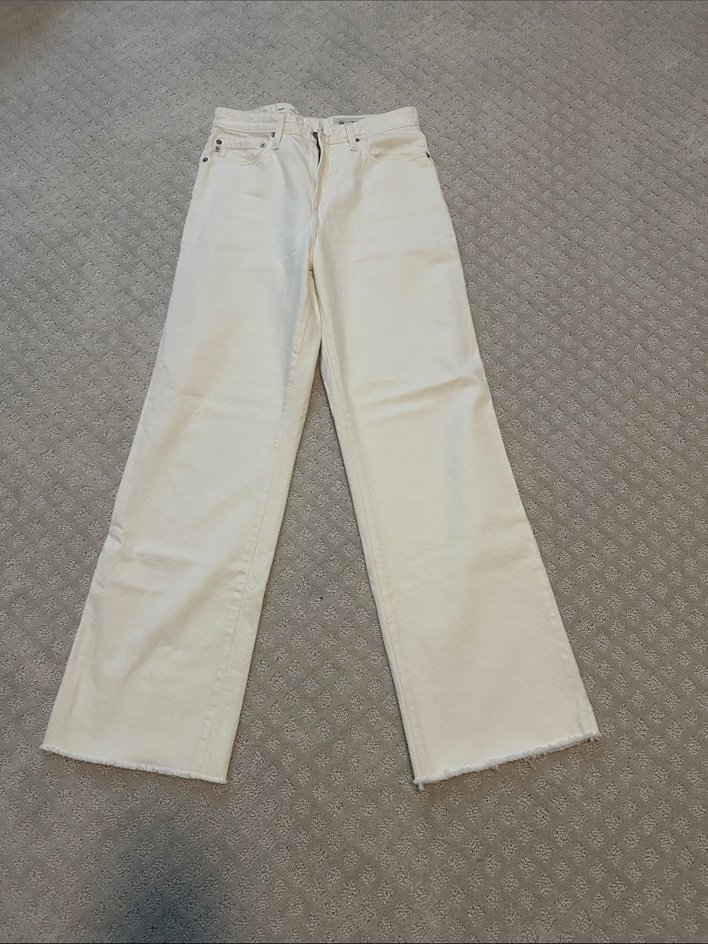 AG Adriano Goldschmied Off-White Wide Leg Jeans